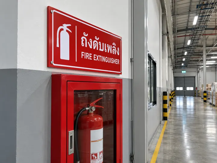ภาพตัวอย่างลักษณะงาน: ป้ายระบุจุดอุปกรณ์ดับเพลิง