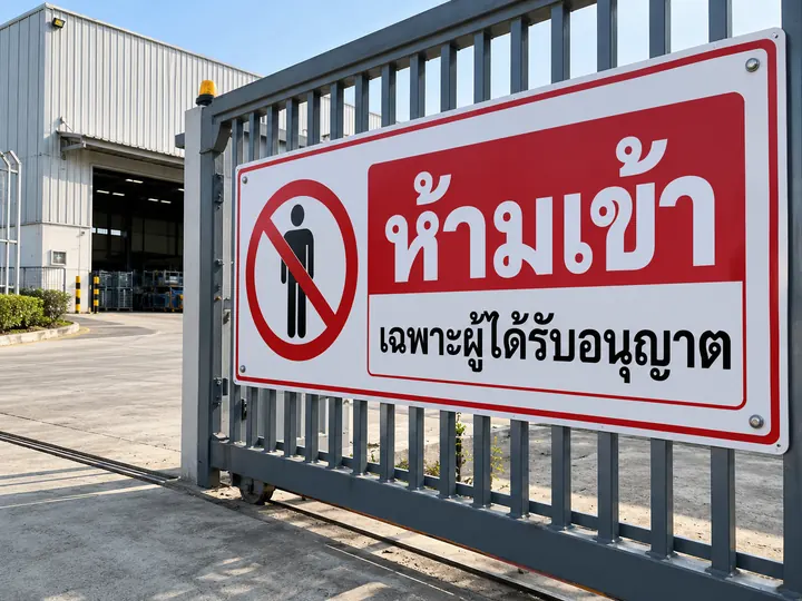 ภาพตัวอย่างลักษณะงาน: ป้ายห้ามเข้าเฉพาะผู้ได้รับอนุญาต