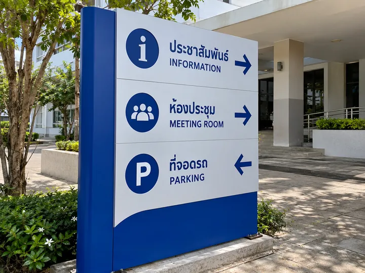 ภาพตัวอย่างลักษณะงาน: ป้ายบอกทางอาคารบริการประชาชน
