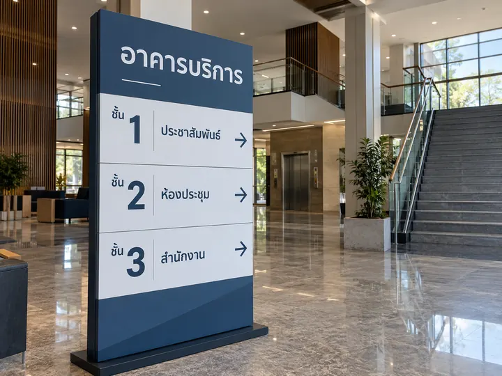 ภาพตัวอย่างลักษณะงาน: ป้ายสารบัญอาคารและชั้น