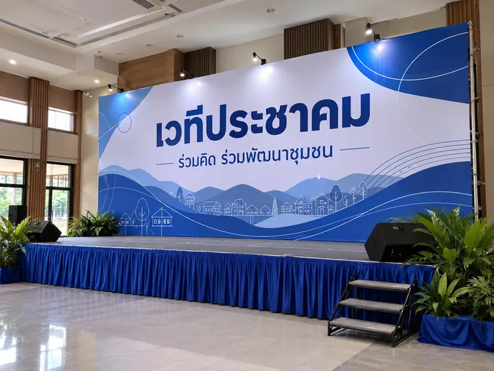 ภาพตัวอย่างลักษณะงาน: ฉากหลังงานประชุมและกิจกรรมชุมชน