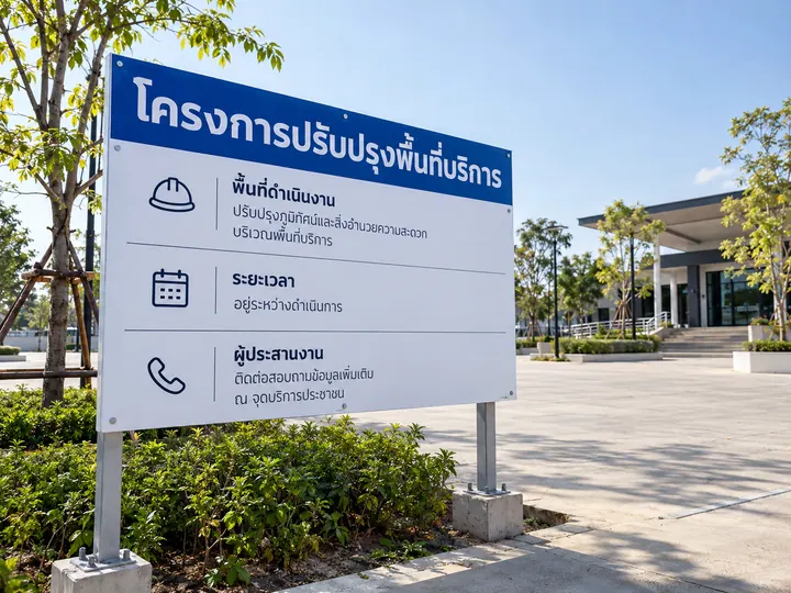 ภาพตัวอย่างลักษณะงาน: ป้ายประชาสัมพันธ์โครงการหน่วยงาน