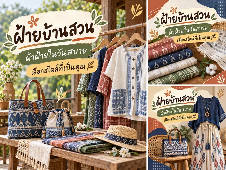ภาพตัวอย่างลักษณะงาน: แบนเนอร์แฟชั่นและสินค้าท้องถิ่น แบรนด์สมมติ ปรับด้วย AI